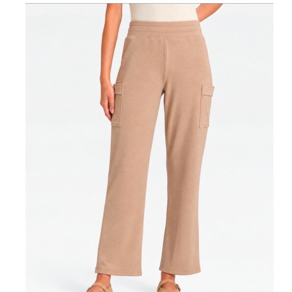 A New Day Straight Leg Lounge Pant Russet Brown Cargo Pockets Flat Waistband M